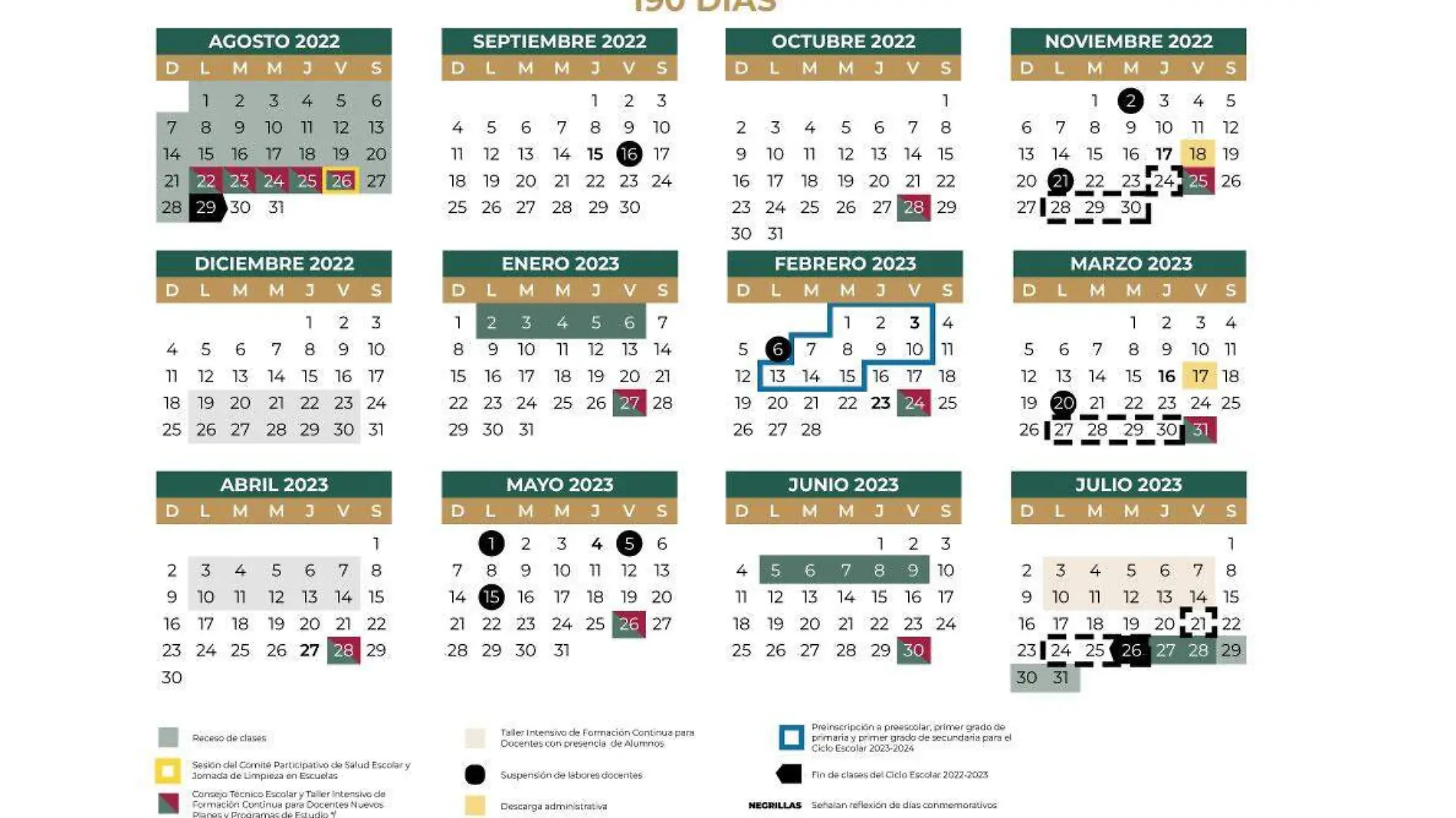 Este nuevo calendario destaca por que es la primera vez que contempla talleres intensivos de formación continua para docentes